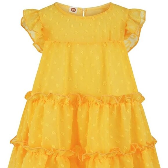 AGQT Toddler Girls  Sleeveless Pleated Ruffle Dress, Yellow, Size 5-6Y - Picture 1 of 4